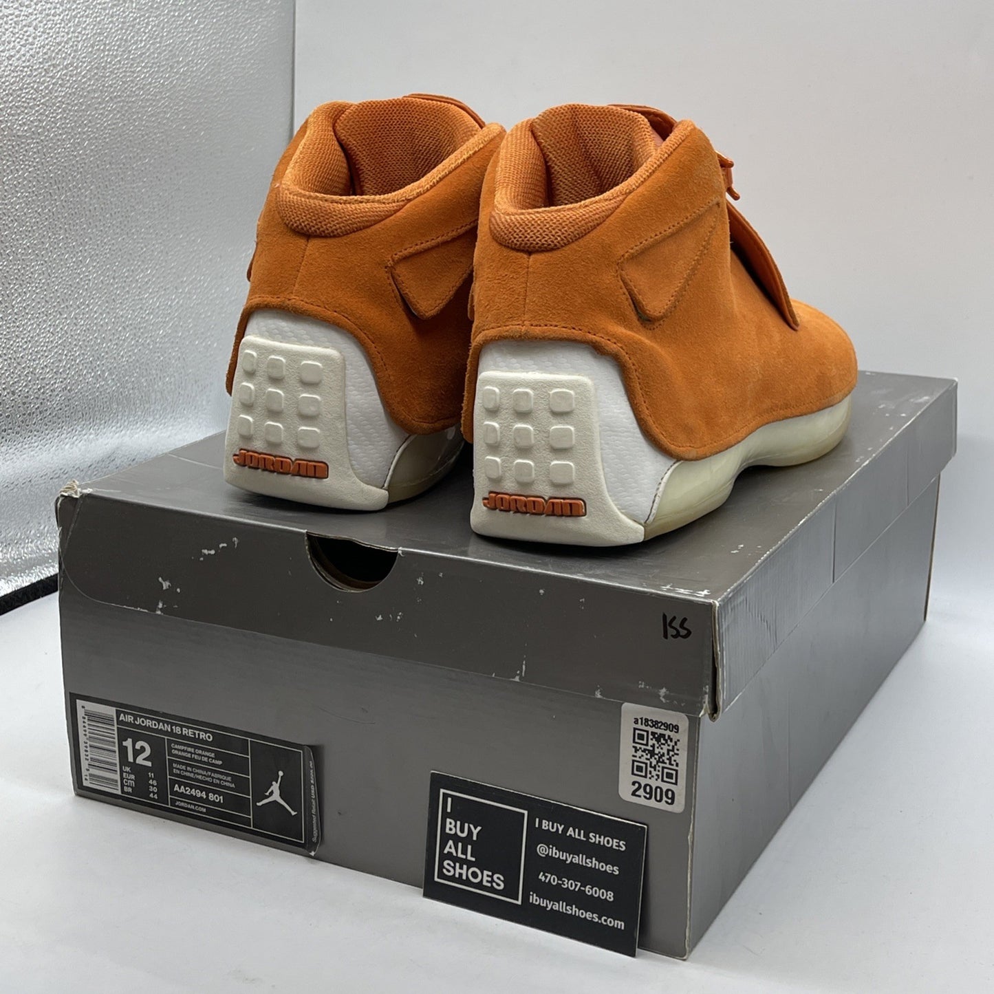 Size 12 - Air Jordan 18 Retro Orange Suede White (AA2494-801)