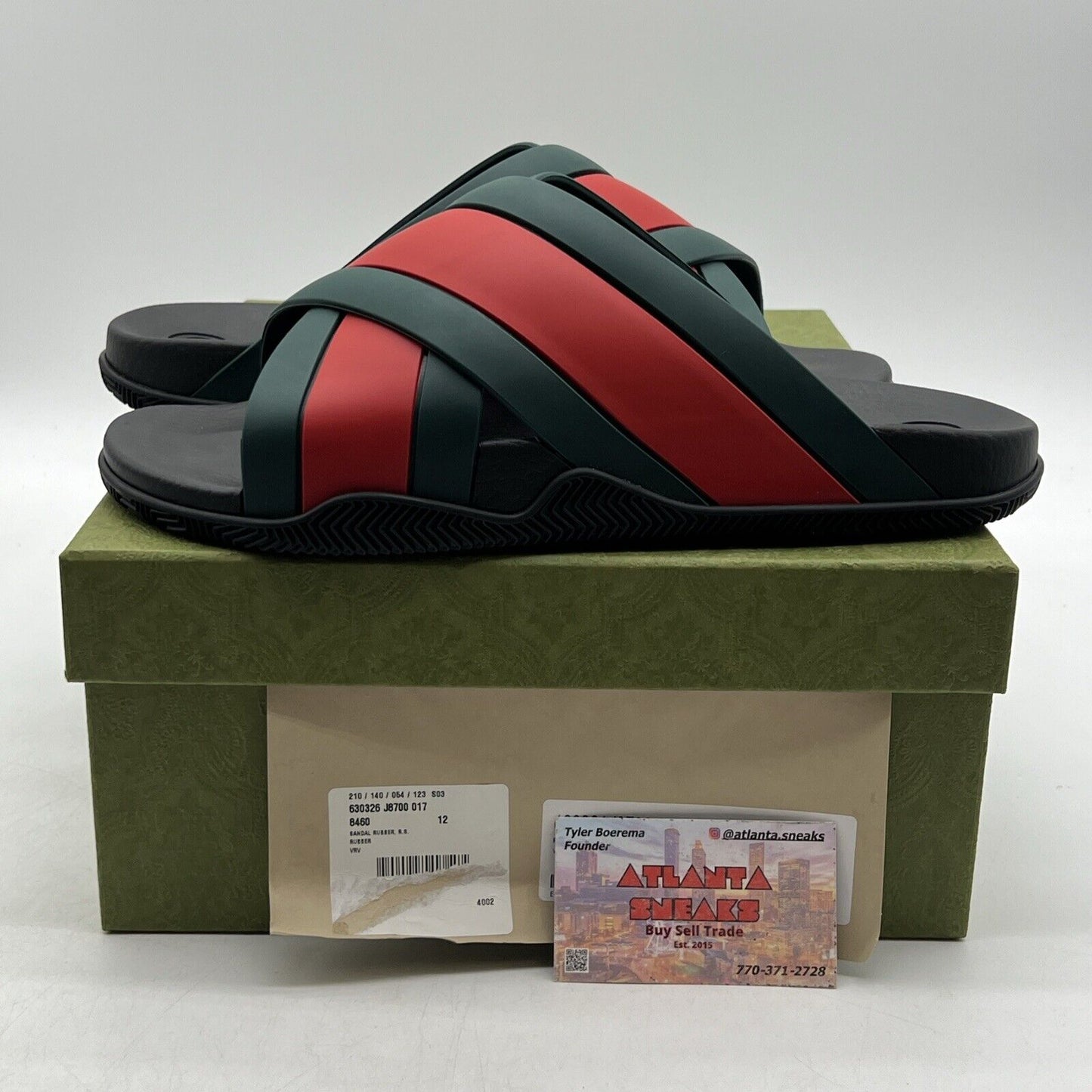 Size 12 - NEW AUTHENTIC GUCCI WEB STRIPE SLIDE 'GREEN RED'