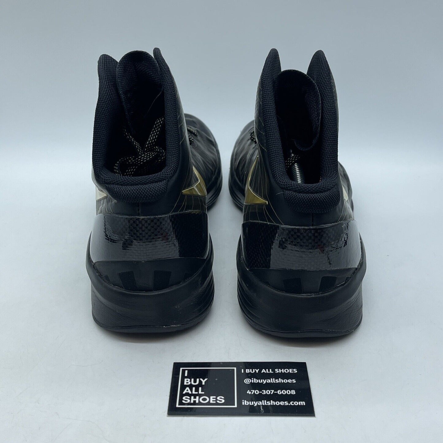 Size 14 - Nike Zoom Hyperdunk Elite Away Black Gold Suede Leather (511369-001)