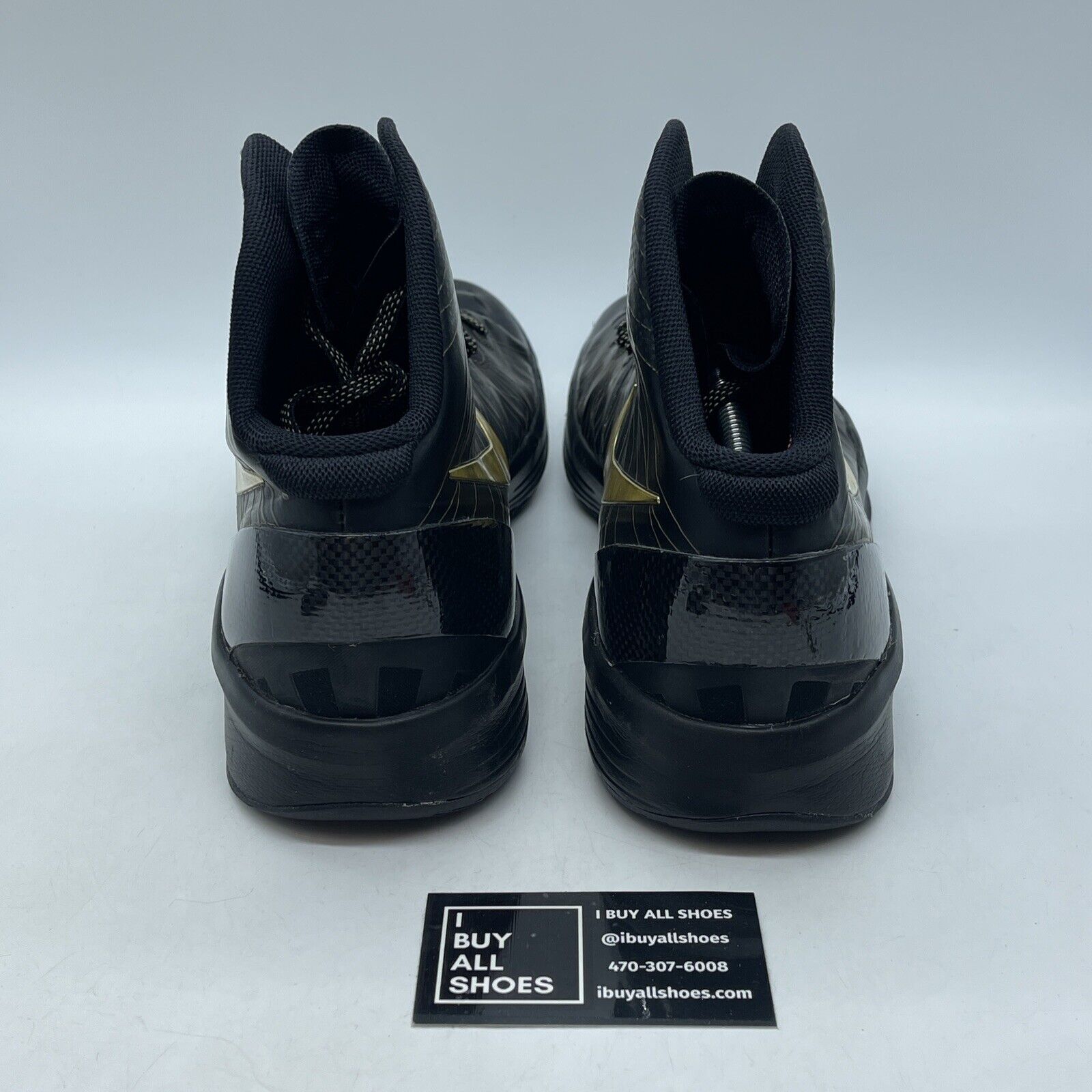 Size 14 - Nike Zoom Hyperdunk Elite Away Black Gold Suede Leather (511369-001)