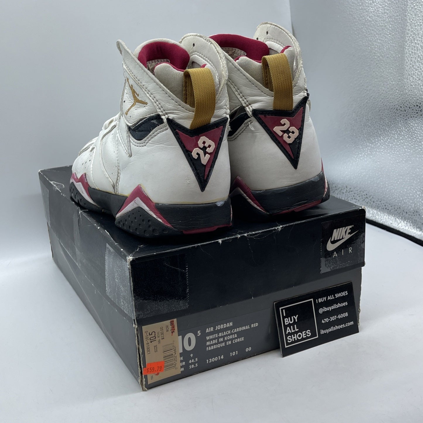 Size 10.5 - Air Jordan 7 OG 1992 Cardinal White Gold Leather (130014-101)