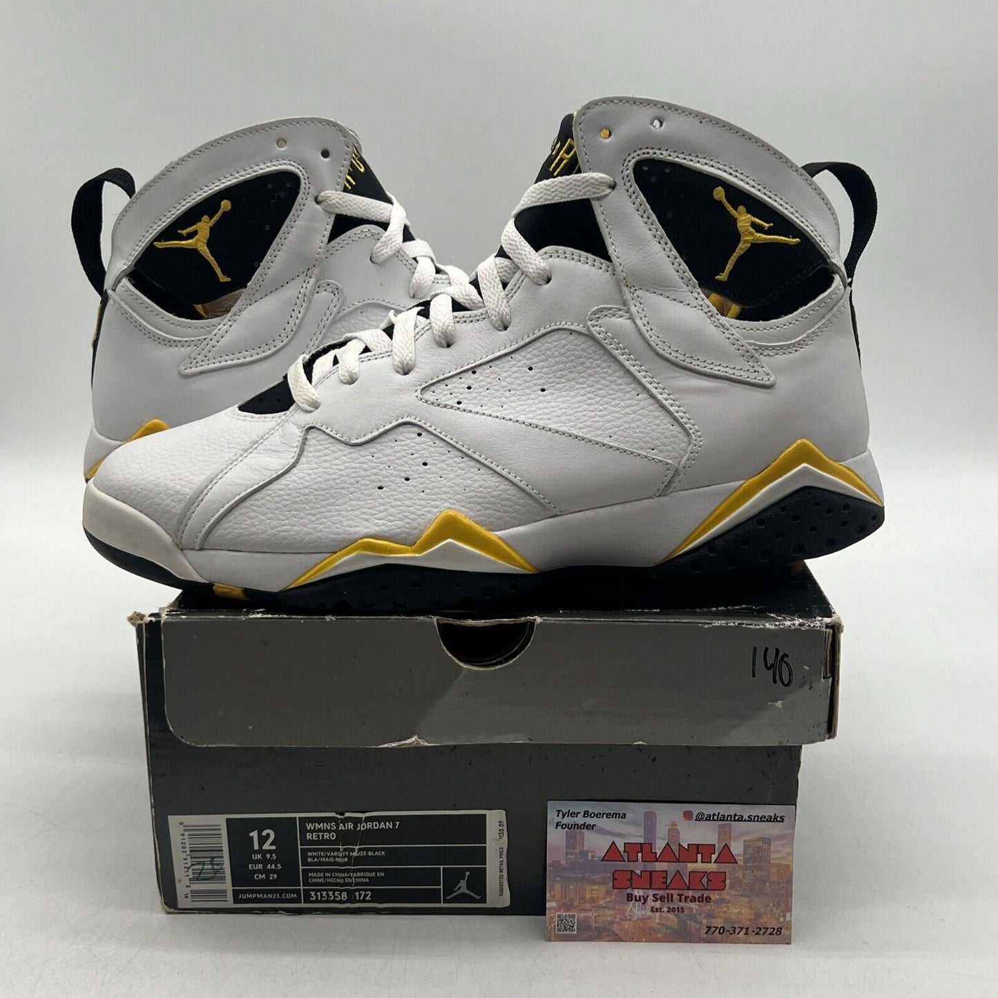 Size 12 - Air Jordan 7 Retro White Varsity Maize W Black Yellow (313358-172)