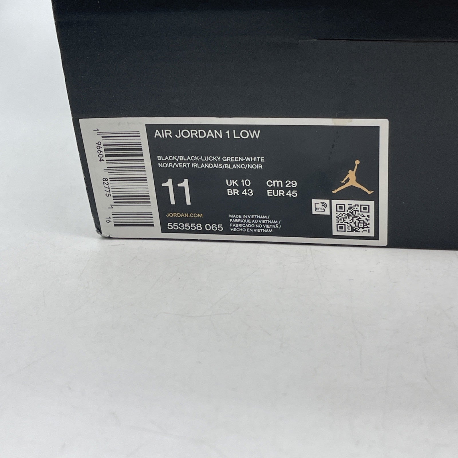 Size 11 - Nike Air Jordan 1 Low Black Lucky Green (553558-065)