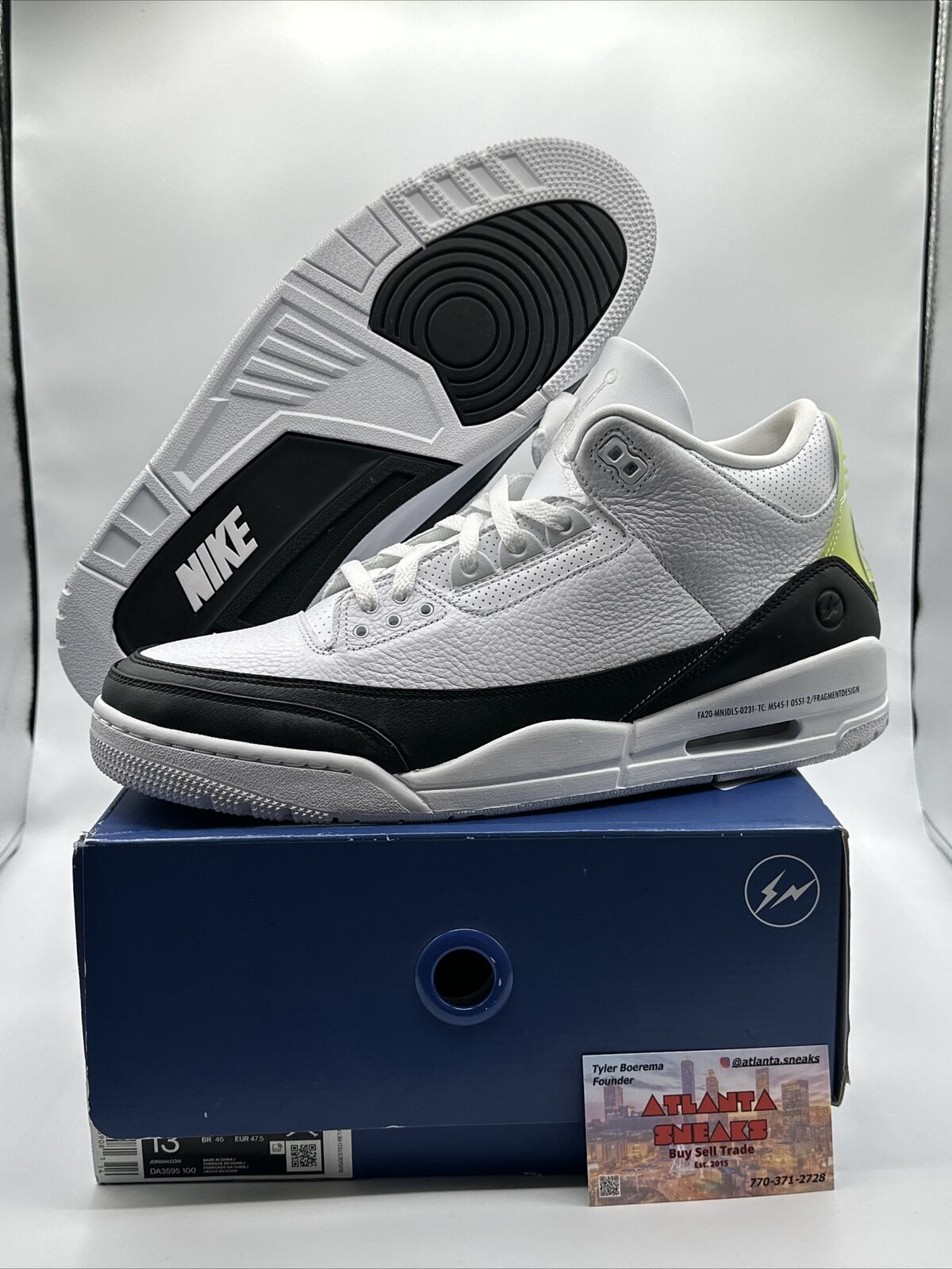 Size 13 - Jordan 3 Retro SP x Fragment Design Mid White