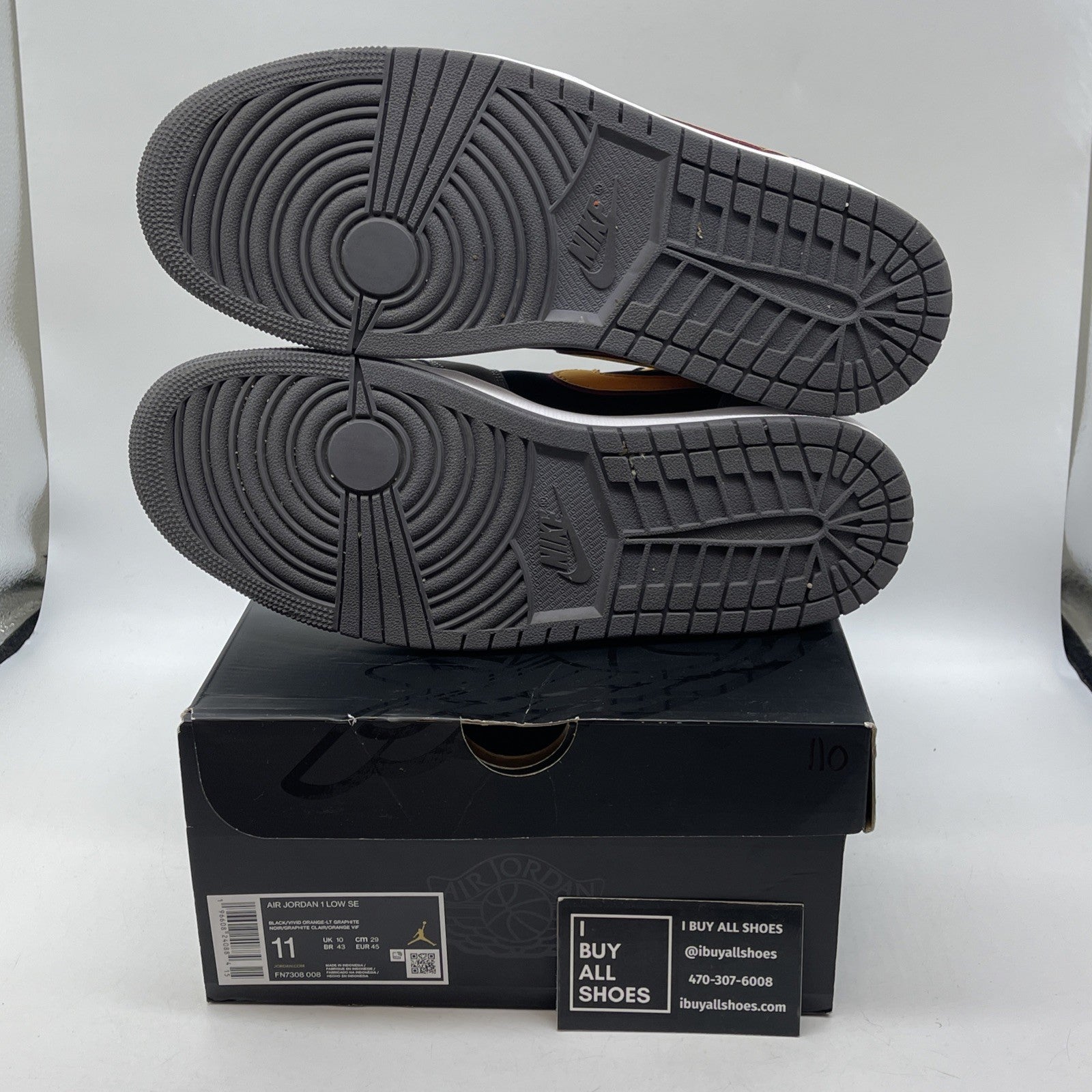 Size 11 - Air Jordan 1 SE Low Vivid Orange Black Grey Suede (FN7308-008)