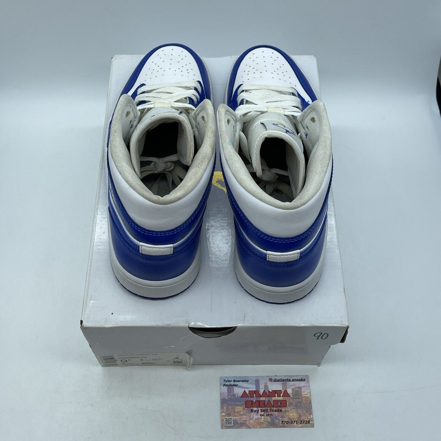 Size 9.5W - Air Jordan 1 Mid Kentucky Blue White Leather (BQ6472-104)
