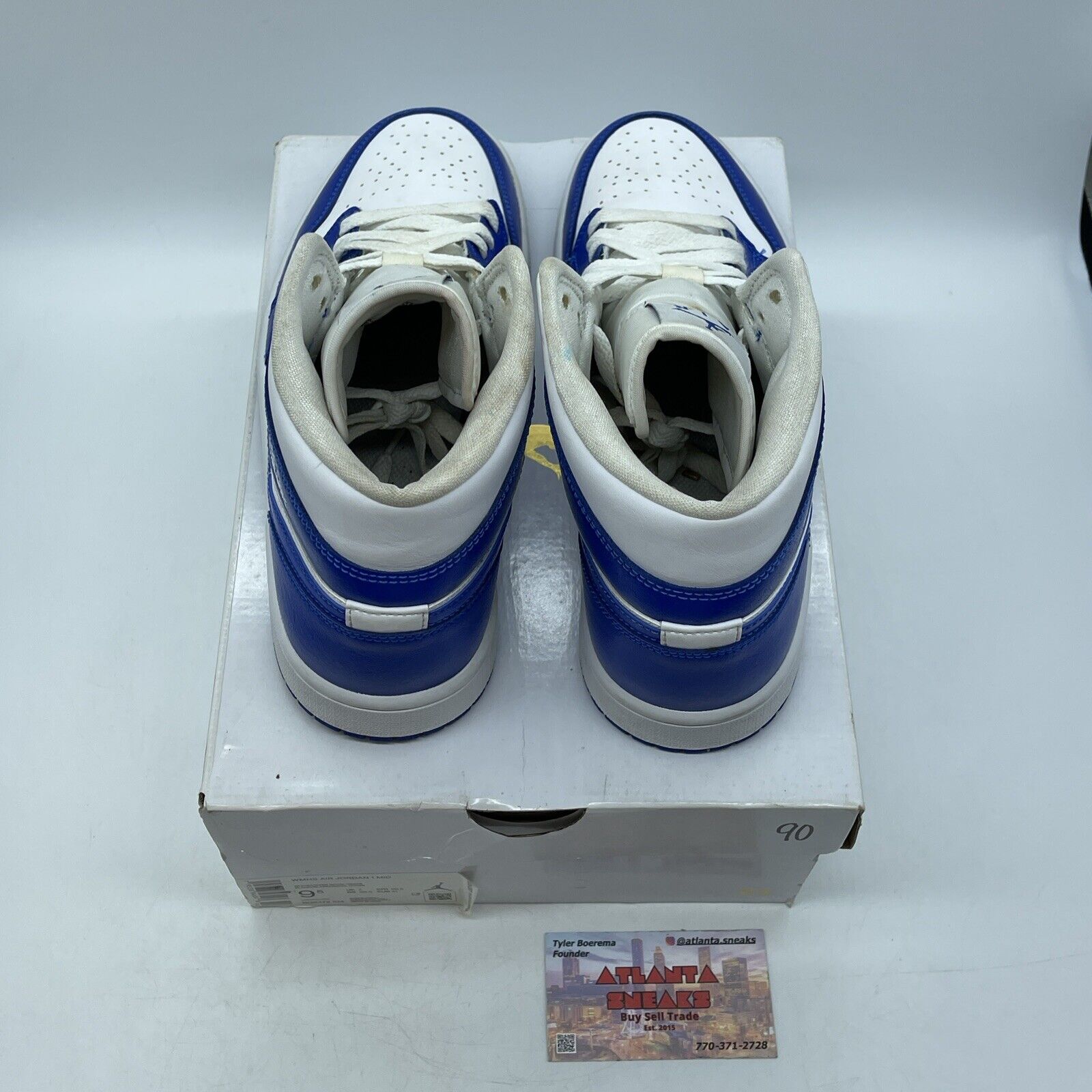 Size 9.5W - Air Jordan 1 Mid Kentucky Blue White Leather (BQ6472-104)