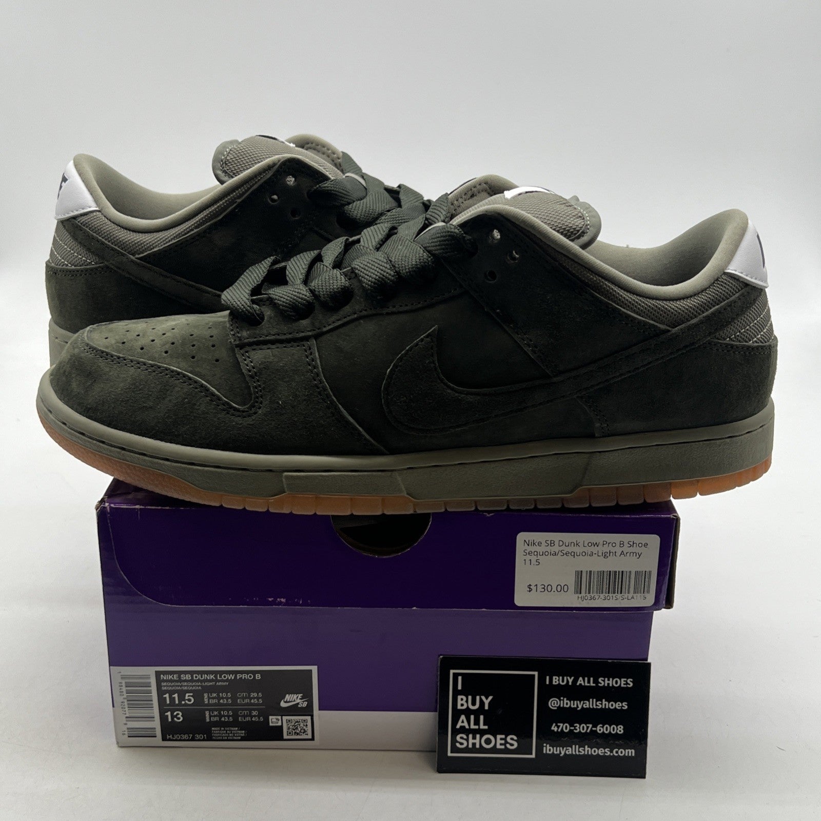 Size 11.5 - Nike Dunk SB Pro B Low Sequoia (HJ0367-301)