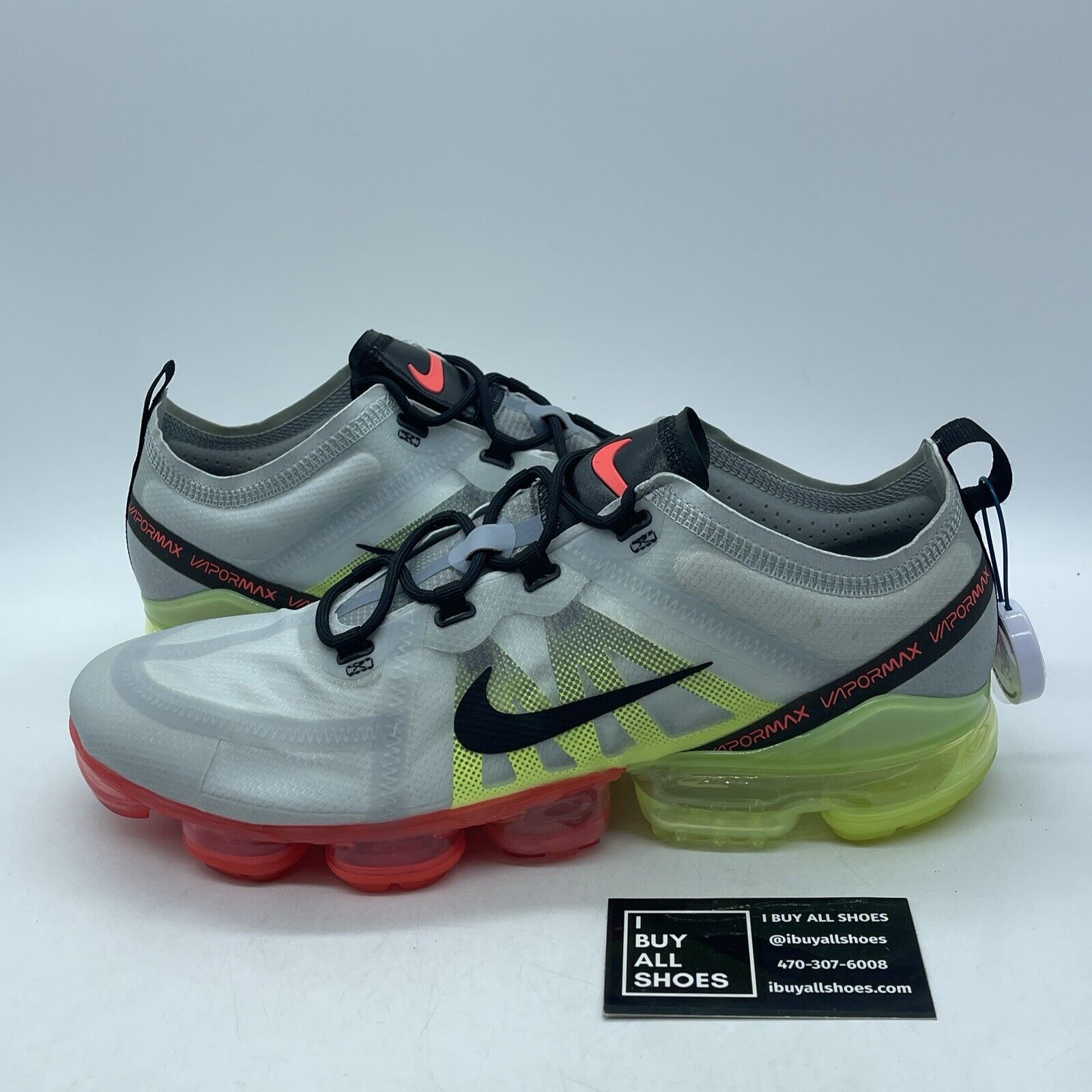 Size 12 - Nike Air VaporMax 2019 Neon Collection Grey Black Leather (AR6631-007)