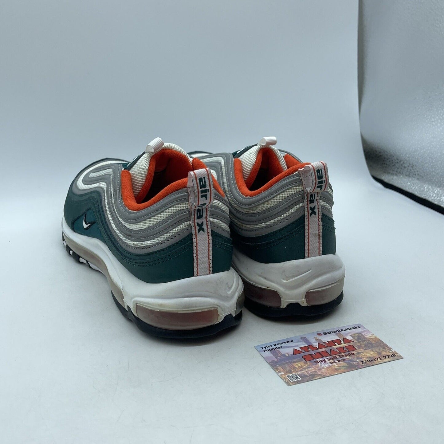 Size 12 - Nike Air Max 97 Miami Dolphins Blue Silver Suede Leather (921826-300)