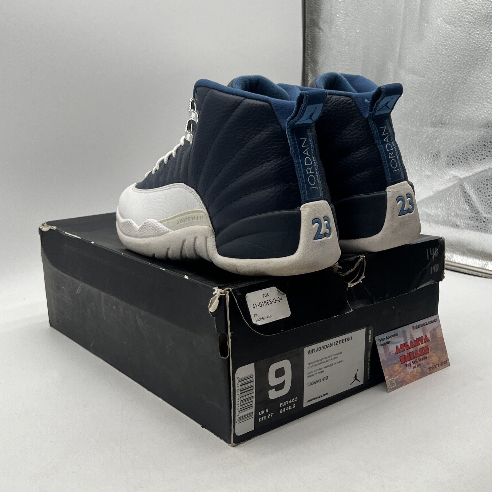 Size 9 - Air Jordan 12 Retro 2012 Obsidian White Navy Leather (130690-410)