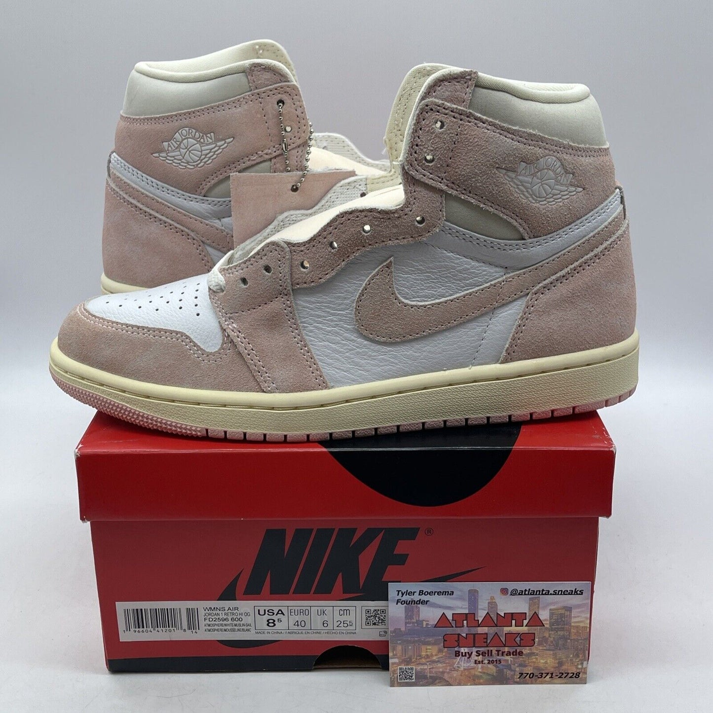 Size 8.5W - Air Jordan 1 Retro OG High Washed Pink White Suede (FD2596-600)