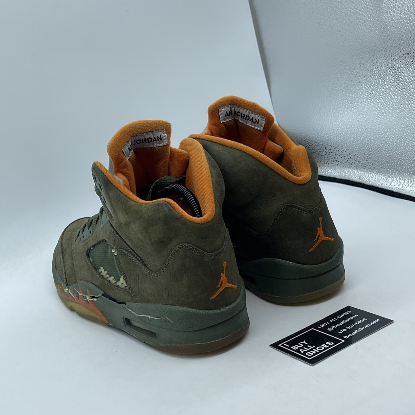 Size 8.5 - Air Jordan 5 Retro LS Olive Orange Green Suede (314259-381)