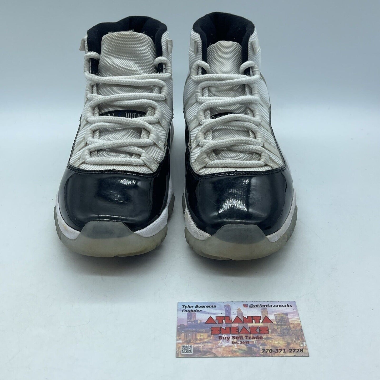 Size 8.5 - Jordan 11 Retro High Concord White Black Leather (378037-100)