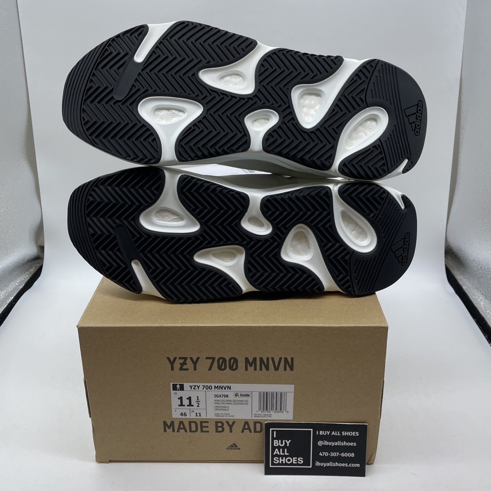 Size 11.5 - adidas Yeezy Boost 700 MNVN Laceless Analog White Black (IG4798)