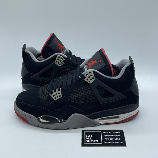 Size 9.5 - Jordan 4 Retro bred release Black Grey Suede (308497-089)