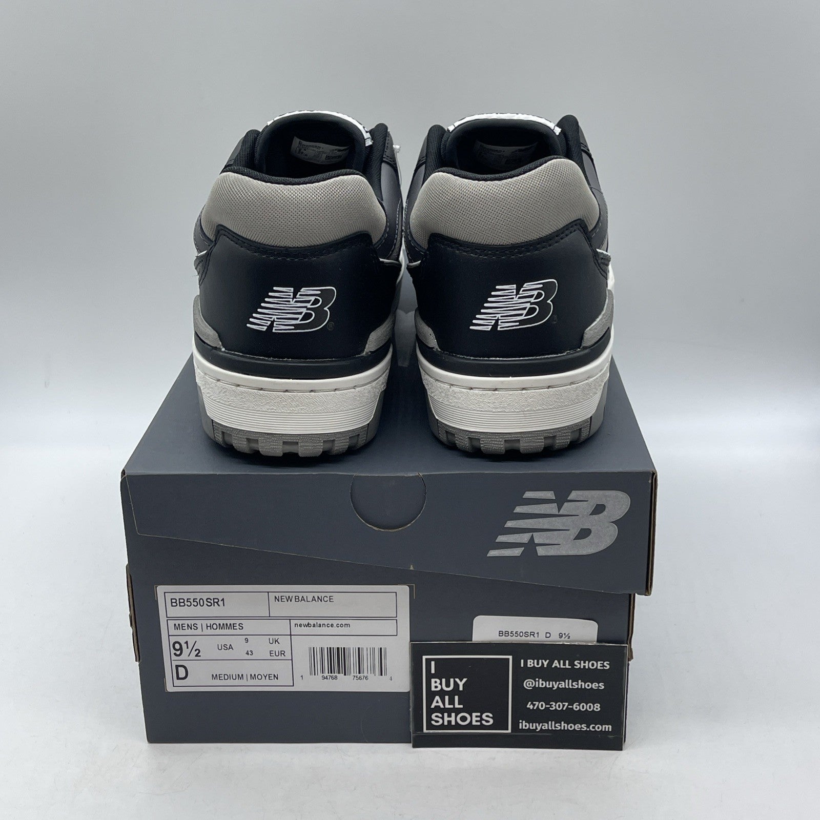 Size 9.5 - New Balance 550 Grey Black White Leather (BB550SR1)