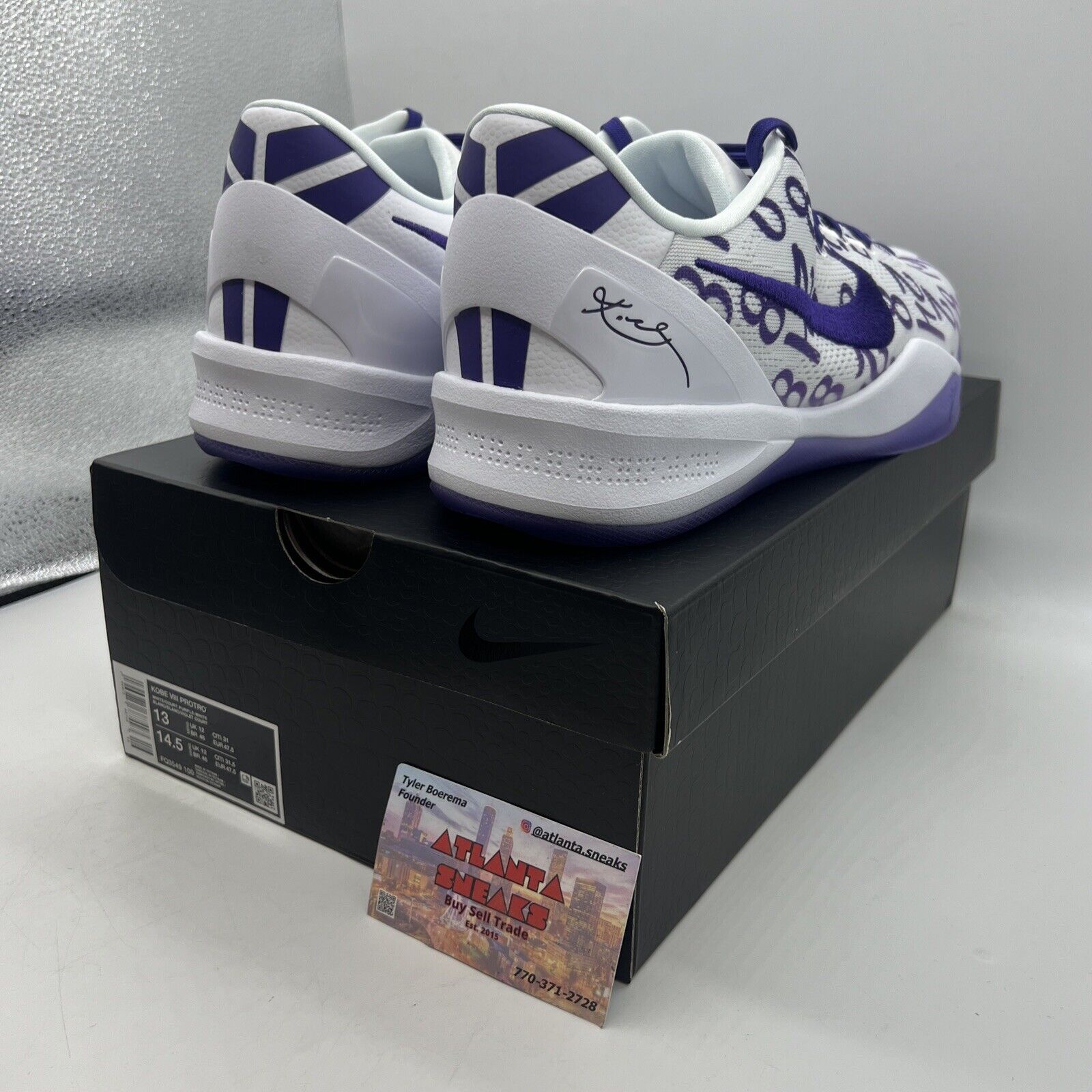 Kobe 8 Protro Court Purple 13 Brand New Og All White