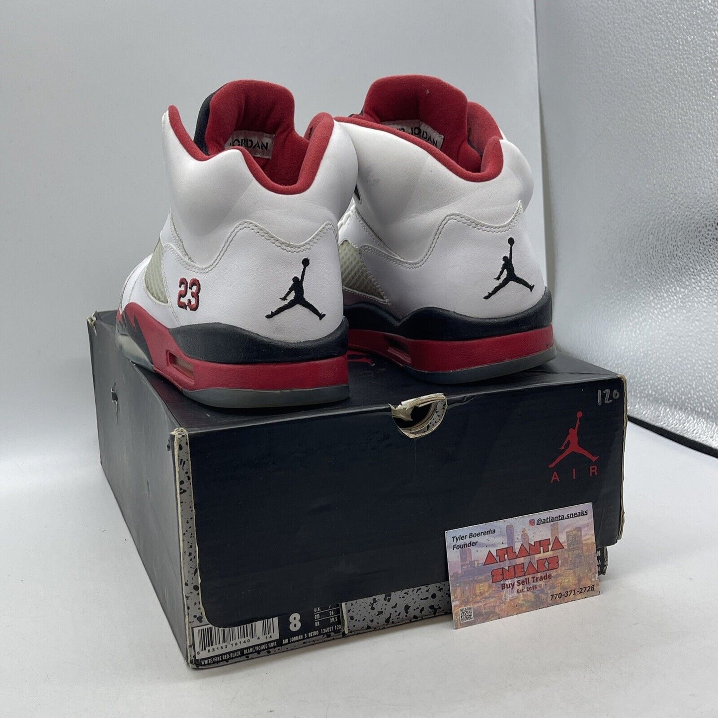 Size 8 - Air Jordan 5 Retro 2013 Fire Red Black White Leather (136027-120)