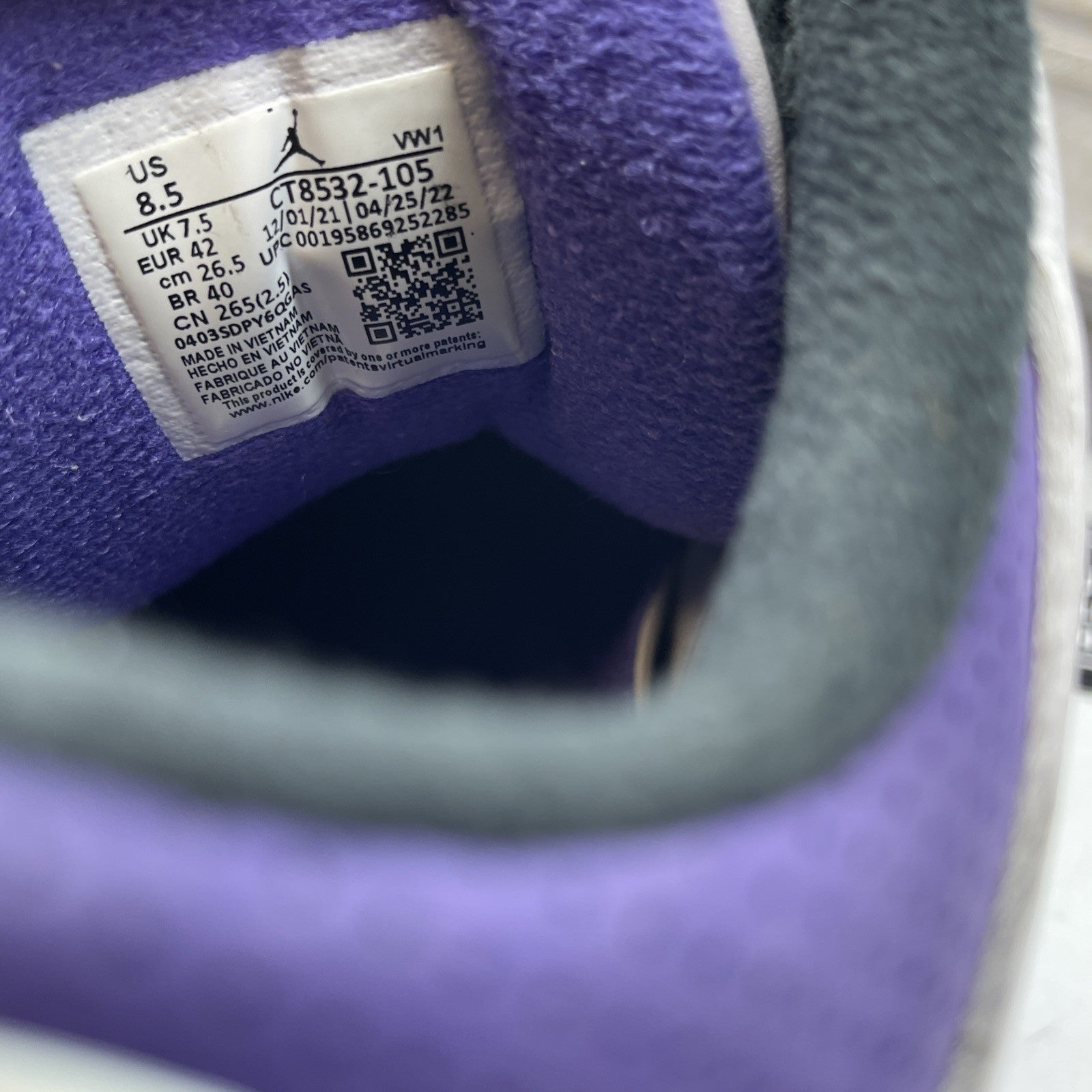 Size 8.5 - Jordan 3 Retro Mid Dark Iris Leather Grey Suede (CT8532-105)