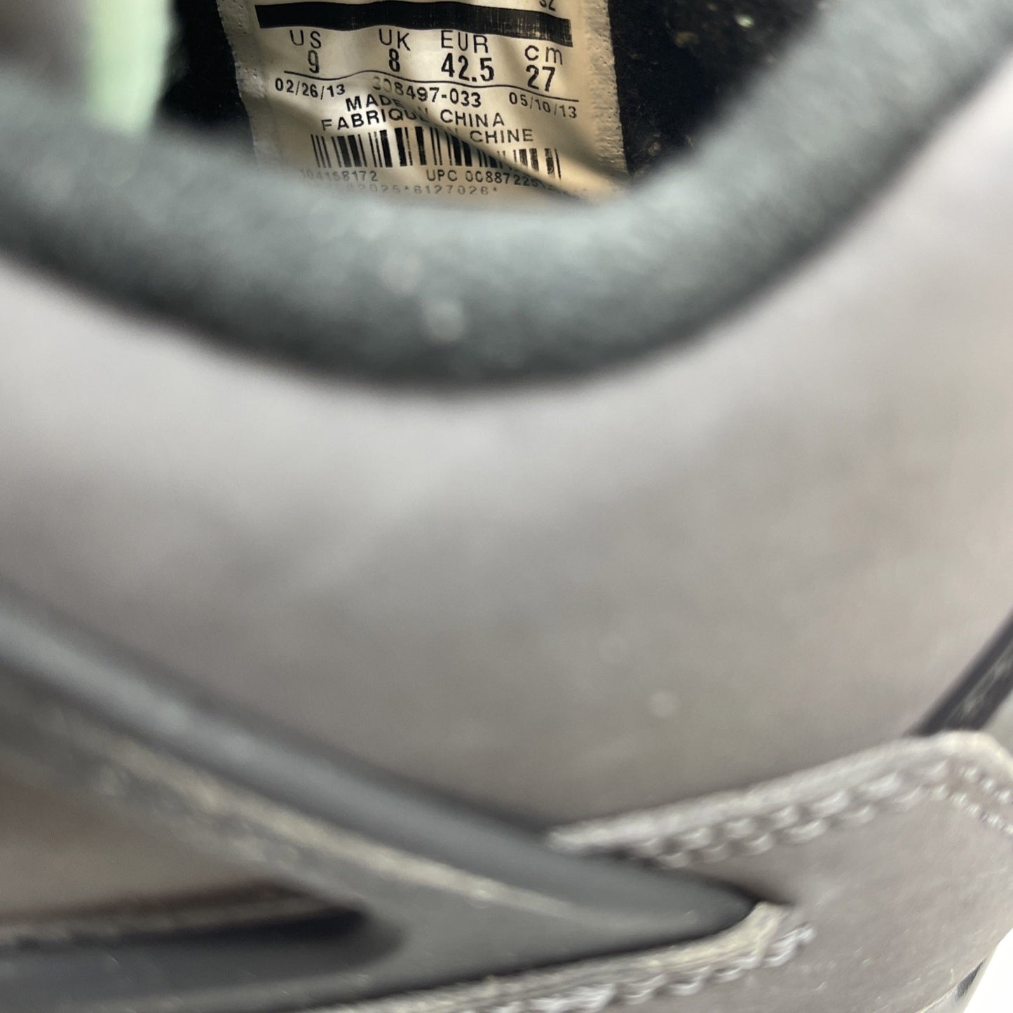 Size 9 - Jordan 4 Retro Green Glow Grey White Black Suede (308497-033)