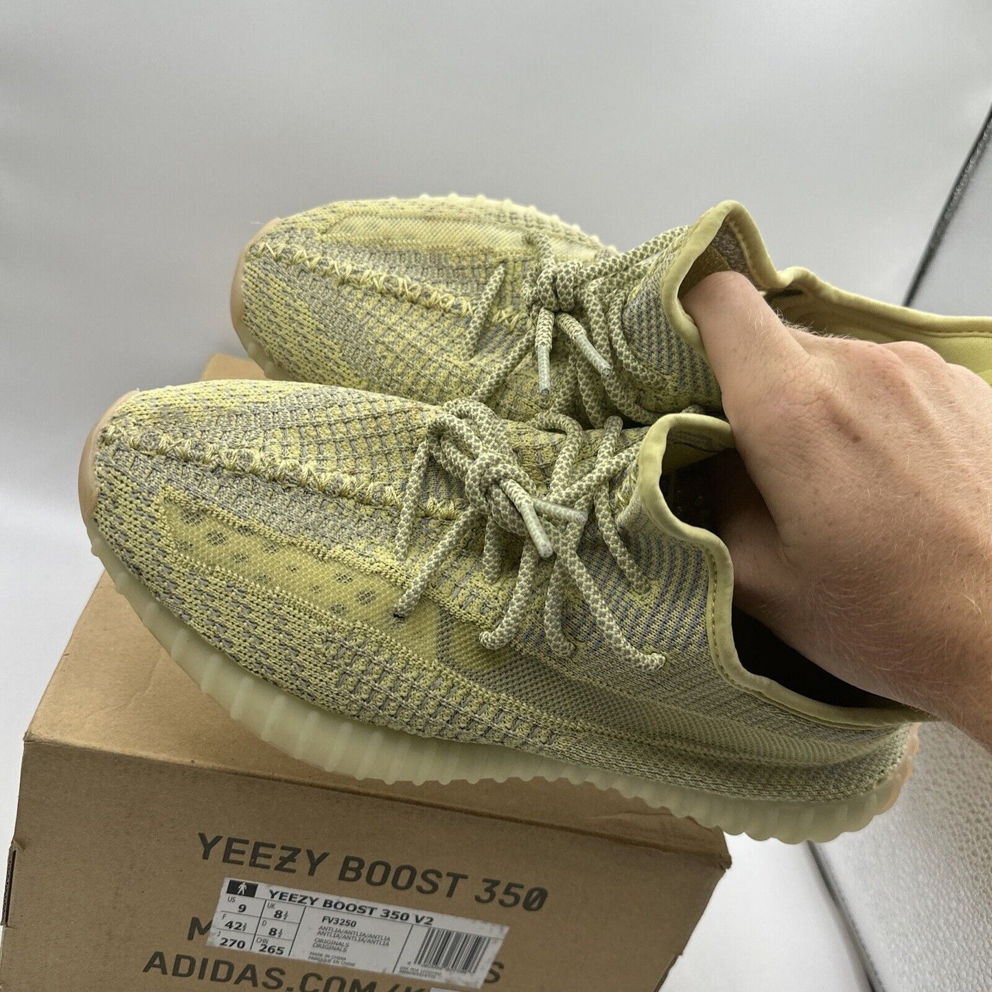 Size 9 - adidas Yeezy Boost 350 V2 Antlia Non-Reflective Yellow Grey Tint Comfy