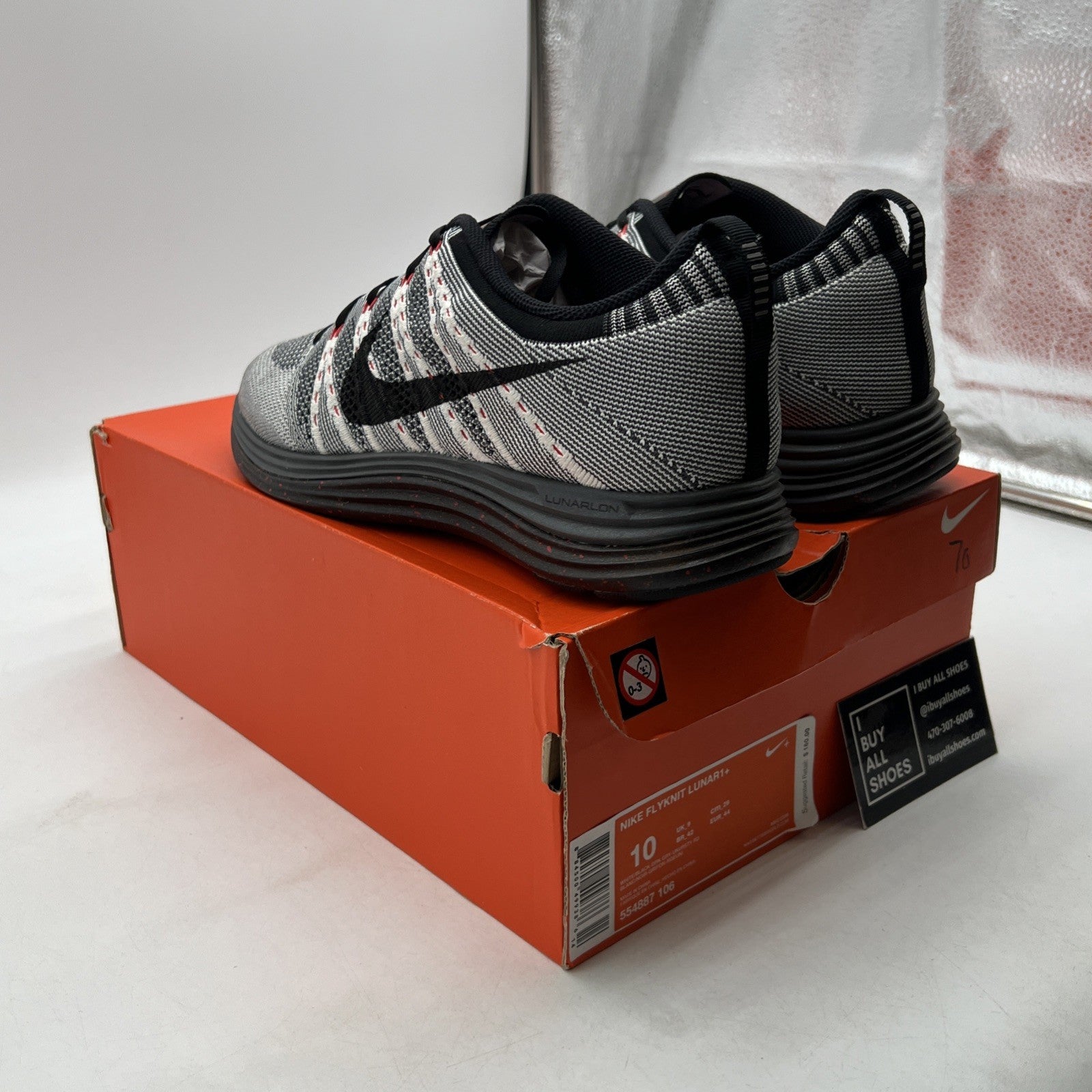 Size 10 - Nike Flyknit Lunar 1+ Gray (554887-106)