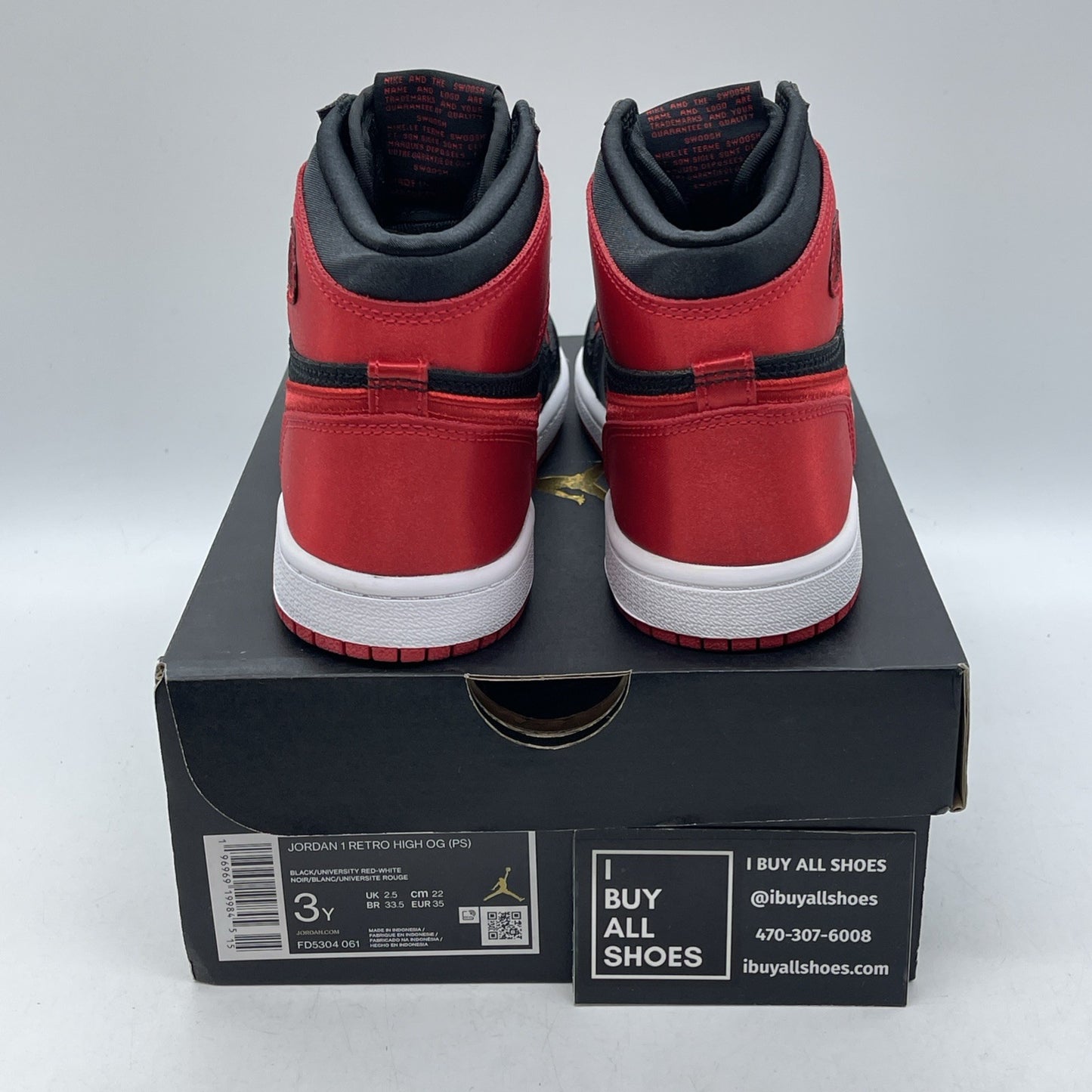 Size 3Y (PS) - Jordan 1 High Retro OG Satin Bred Red Black Suede (FD5304-061)
