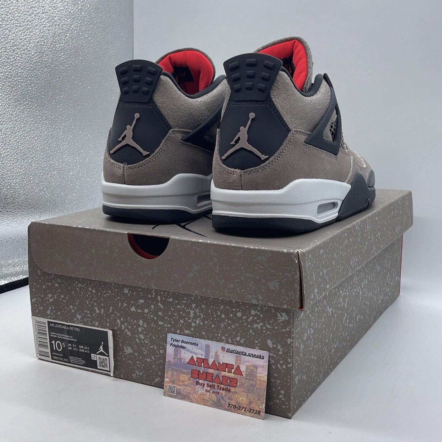 Size 10.5 - Jordan 4 Retro Mid Taupe Haze Brown Suede Black Leather (DB0732-200)