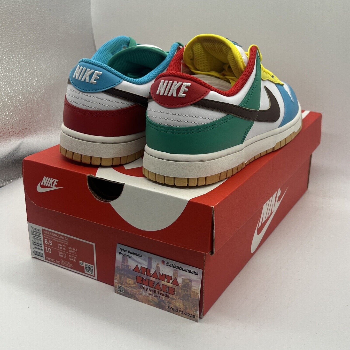 Size 8.5 - Nike Dunk SE Low Free.99 - White Brand New Og All Gum Yellow Blue DS