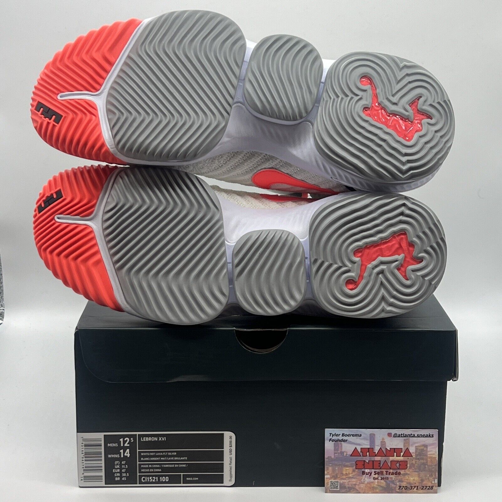 Size 12.5 - Nike LeBron 16 Air Tech Challenge Hot Lava White Brand New Og All