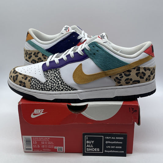 Size 13W - Nike Dunk SE Low Safari Mix White Black Suede Leather (DN3866-100)