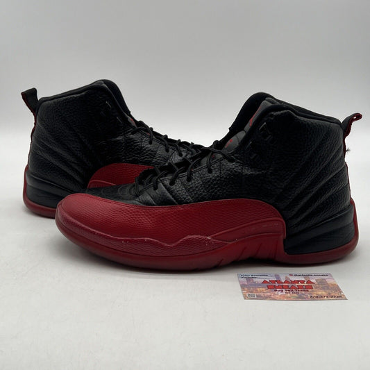 Size 11.5 - Jordan 12 Retro Mid Flu Game Black Leather Red (130690-002)