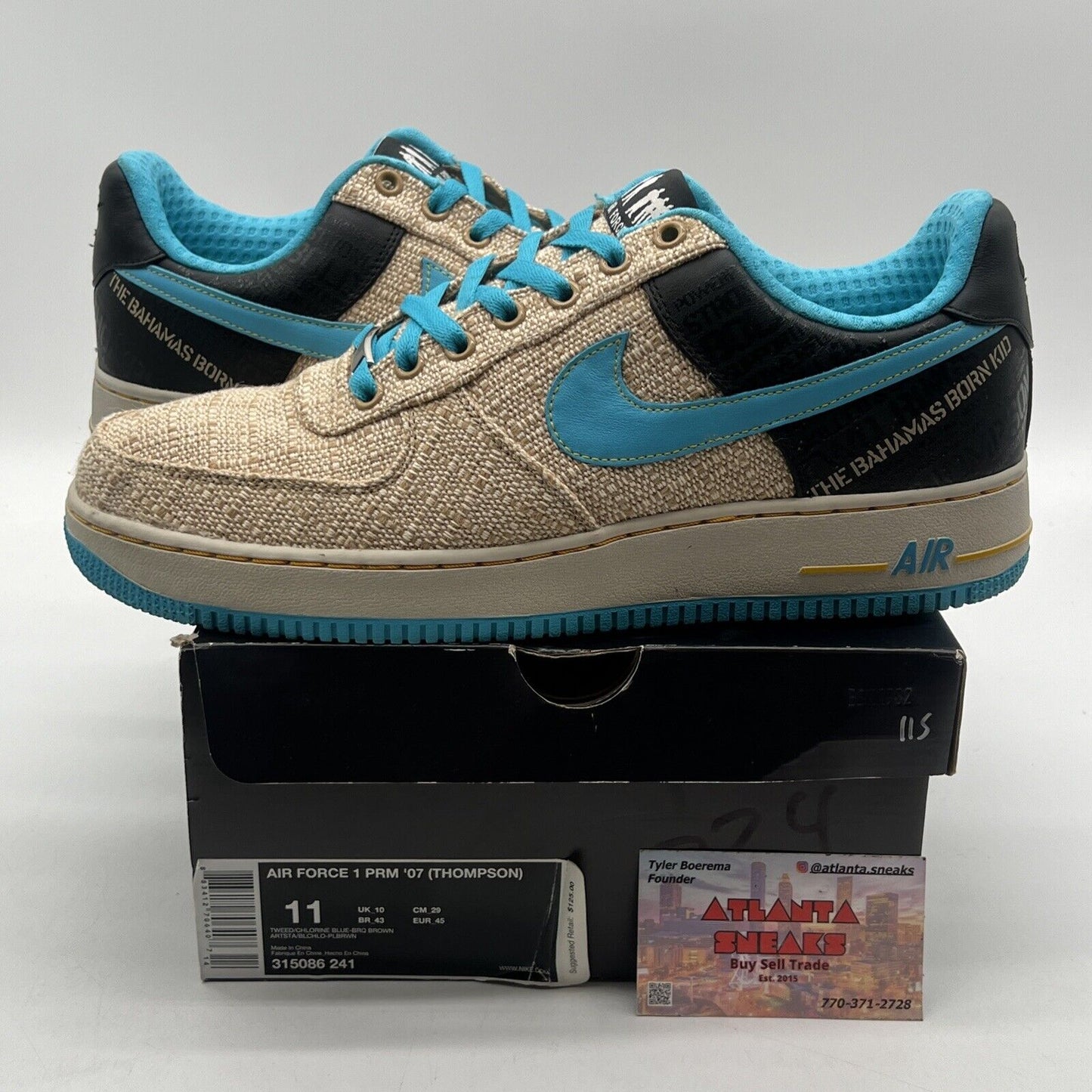 Size 11 - Nike Air Force 1 Premium 07 Thompson Original Six Teal (315086-241)