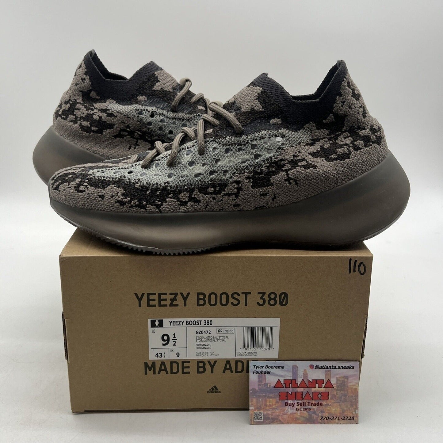 Size 9.5 - adidas Yeezy Boost 380 Stone Salt Grey Black (GZ0472)