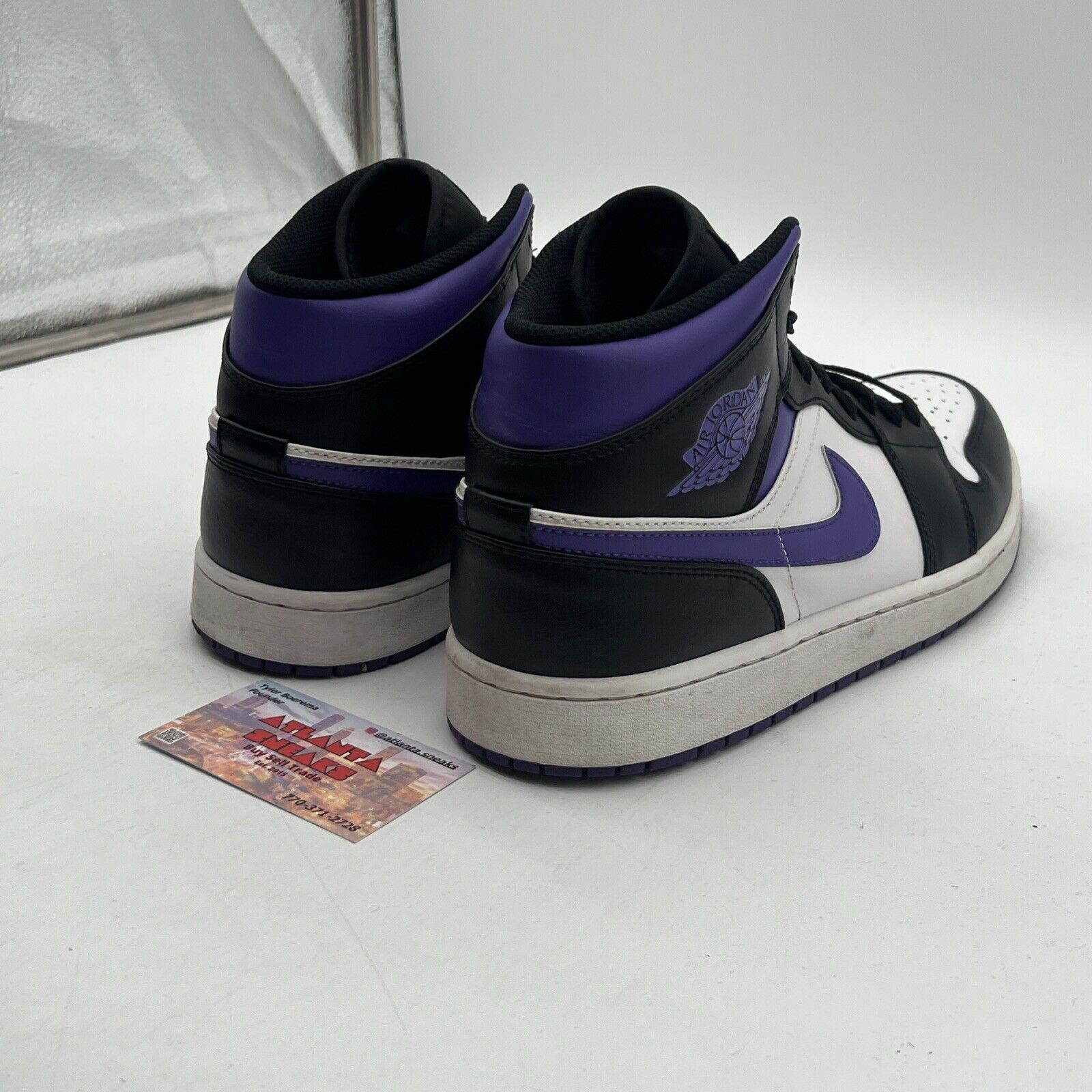 Size 12 - Air Jordan 1 Mid Dark Iris Black White Leather Purple (554724-095)