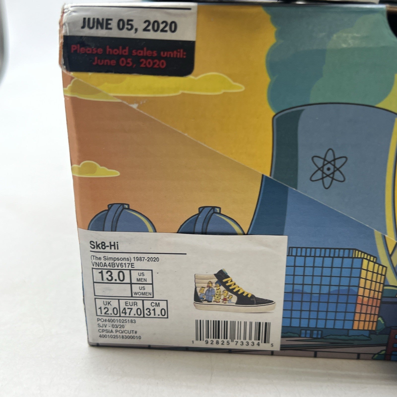 Size 13 - Vans X Simpsons Sk8 High (VN0A4BV617E)