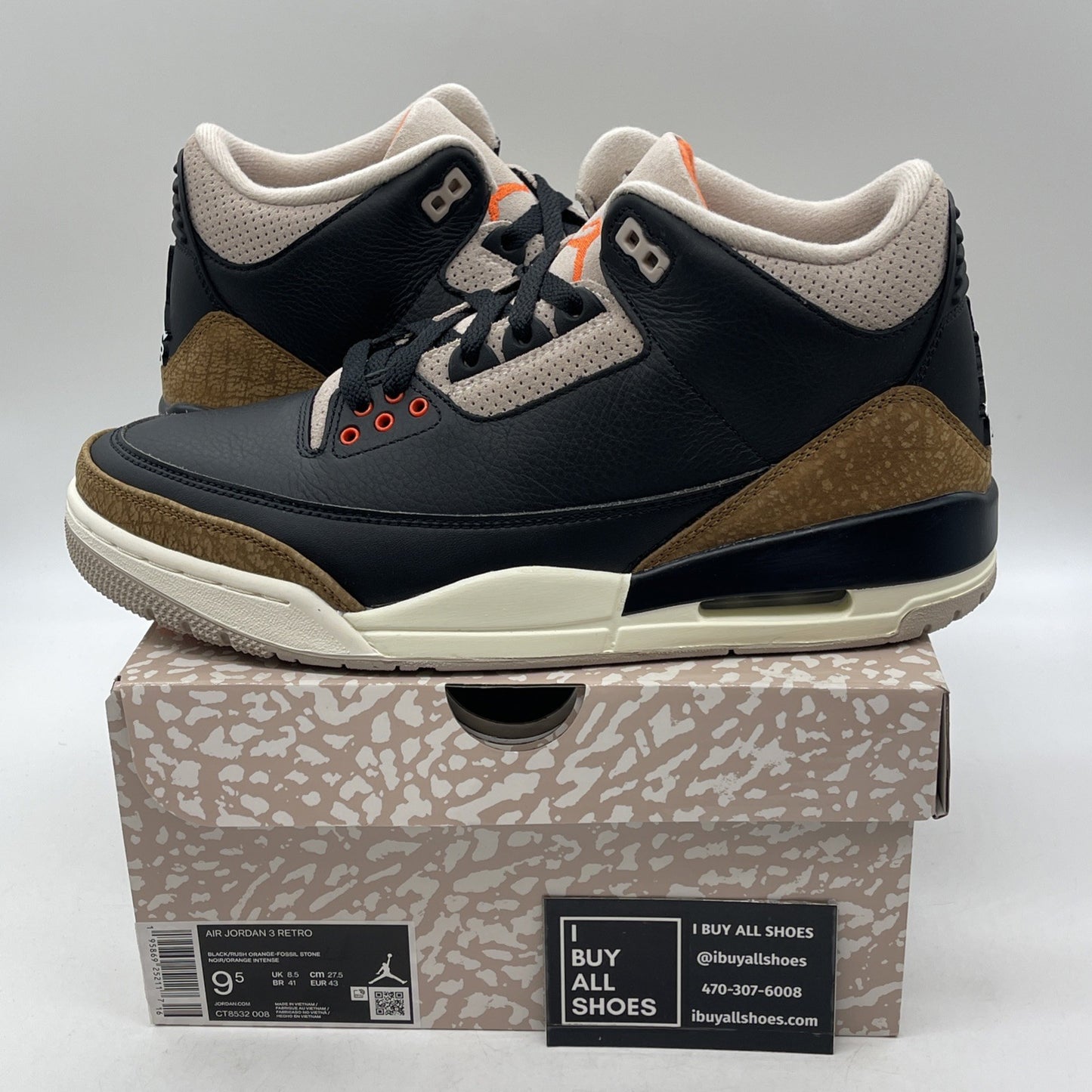 Size 9.5 - Air Jordan 3 Retro Mid Desert Elephant Suede Leather (CT8532-008)