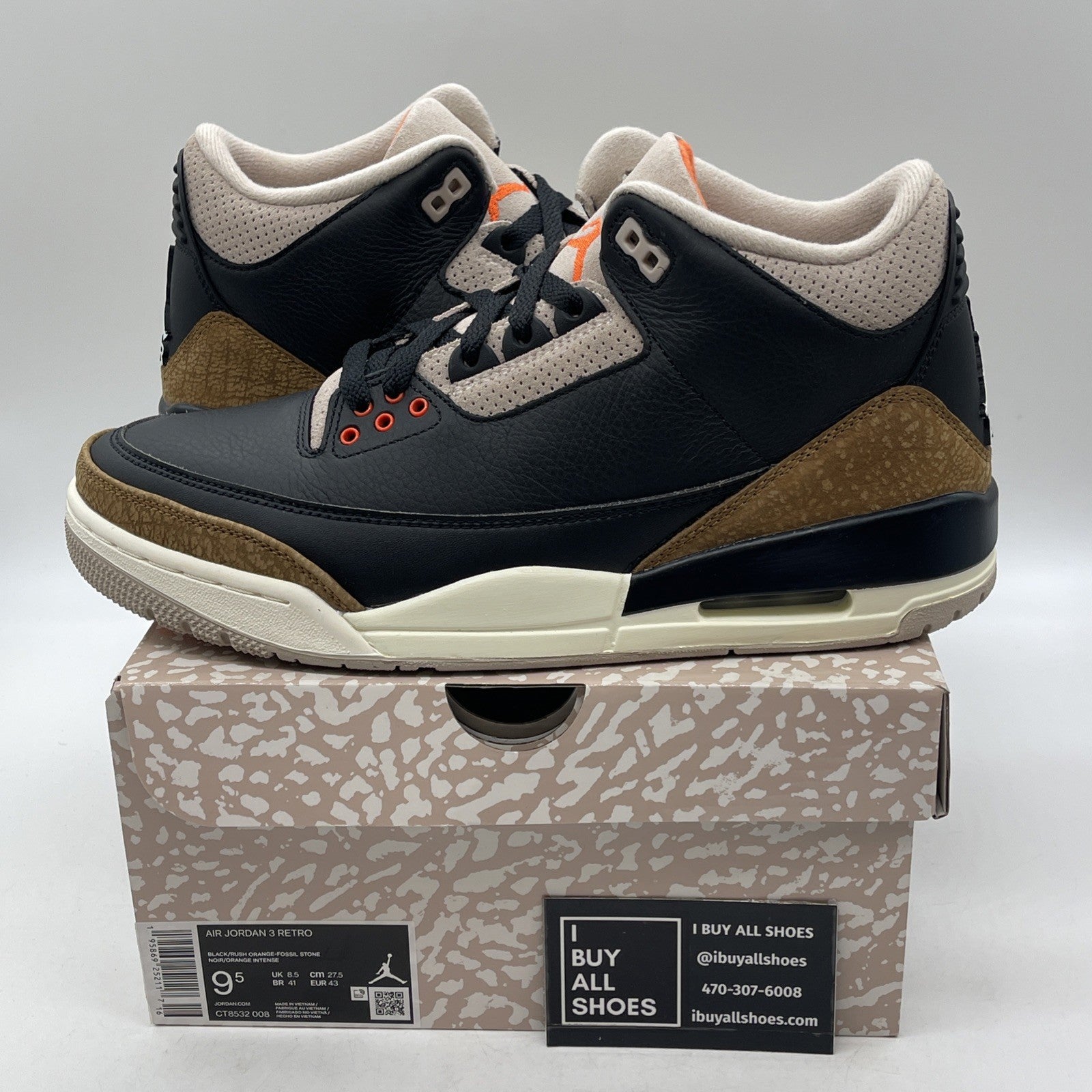 Size 9.5 - Air Jordan 3 Retro Mid Desert Elephant Suede Leather (CT8532-008)