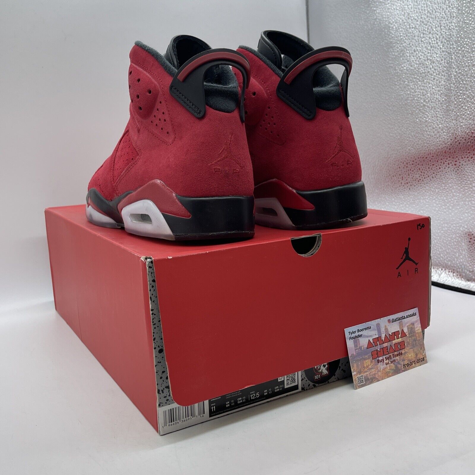 Size 11 - Air Jordan 6 Retro Toro Bravo Black Red Suede Leather (CT8529-600)
