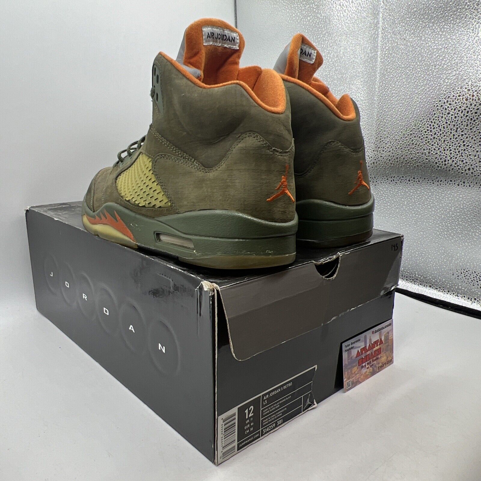Size 12 - Air Jordan 5 Retro LS Olive Orange Silver (314259-381)