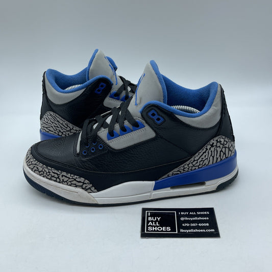 Size 9.5 - Air Jordan 3 Retro Sport Blue Black Grey Suede Leather (136064-007)