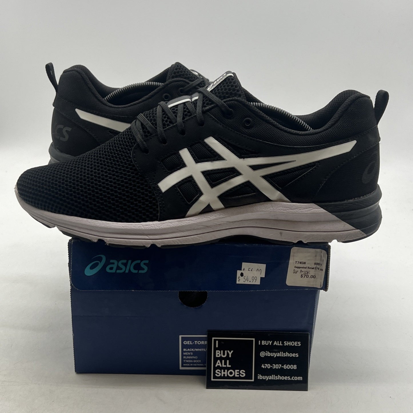 Size - 11.5 - Asics Mens Gel-Torrance Running Shoes Black White (T745N-9001)