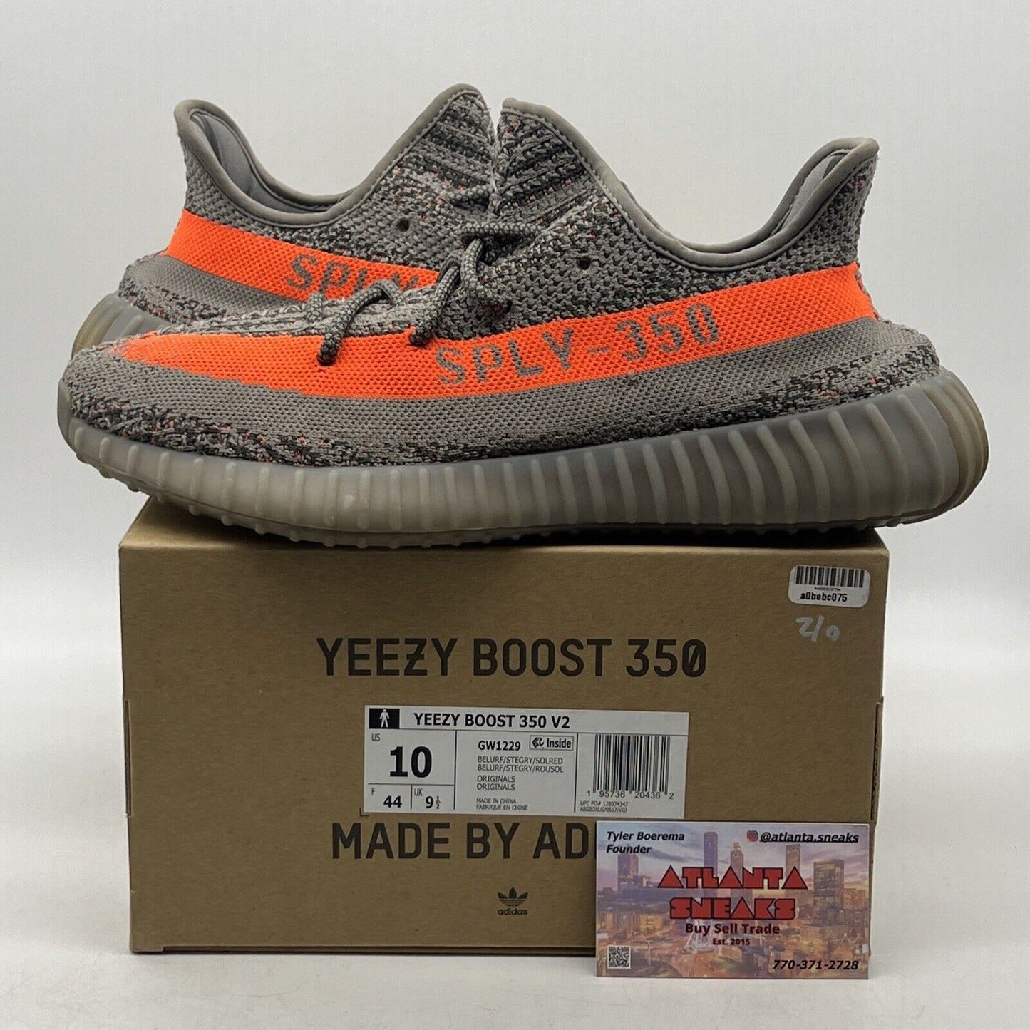 Size 10 - adidas Yeezy Boost 350 V2 Low Beluga Reflective Grey Orange (GW1229)