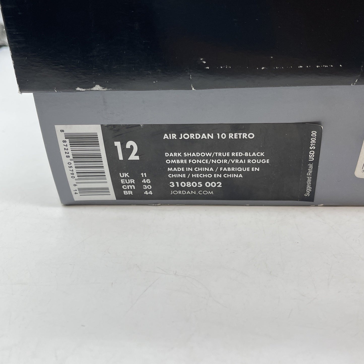 Size 12 - Air Jordan 10 Retro 2018 Shadow Grey Black Suede Leather (310805-002)