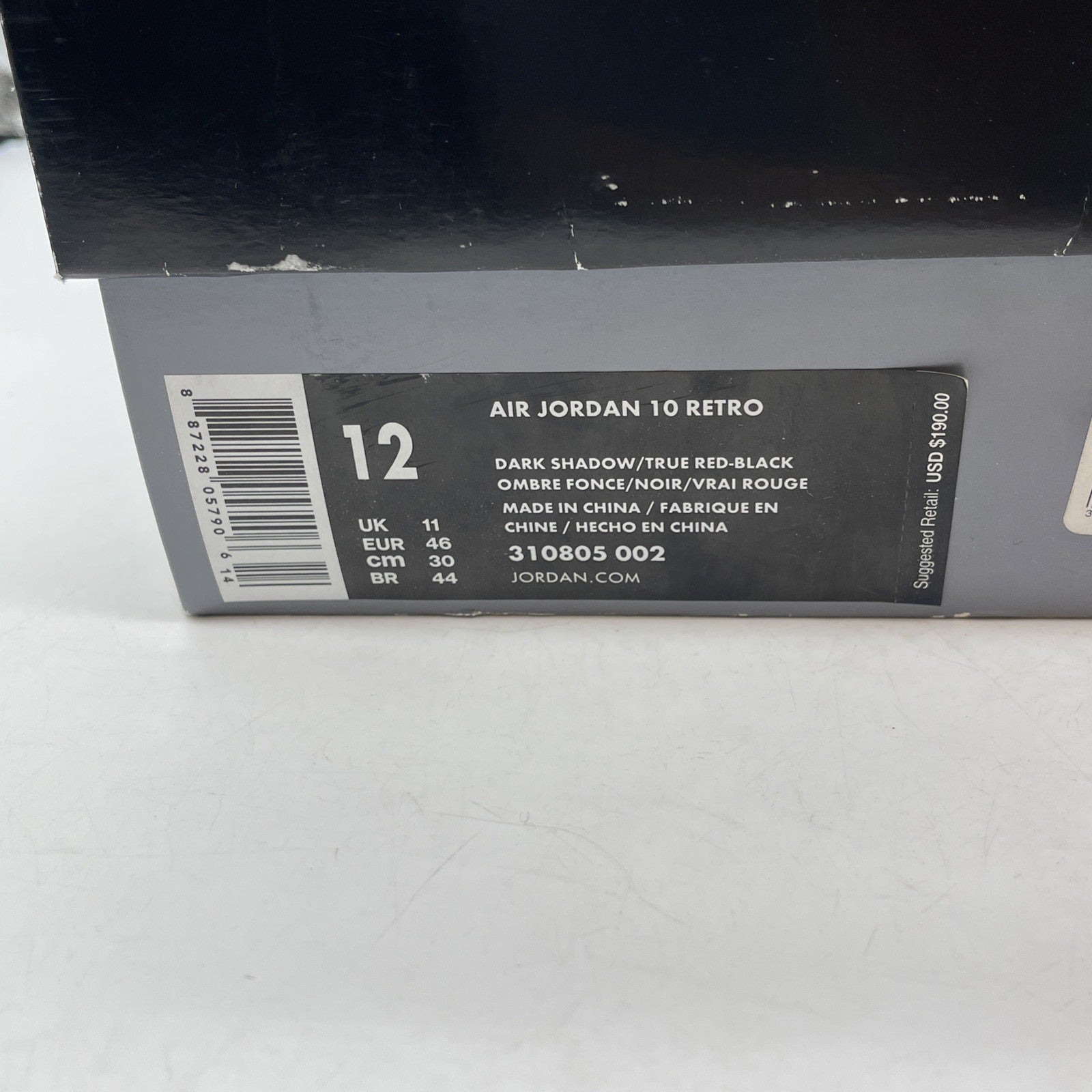 Size 12 - Air Jordan 10 Retro 2018 Shadow Grey Black Suede Leather (310805-002)