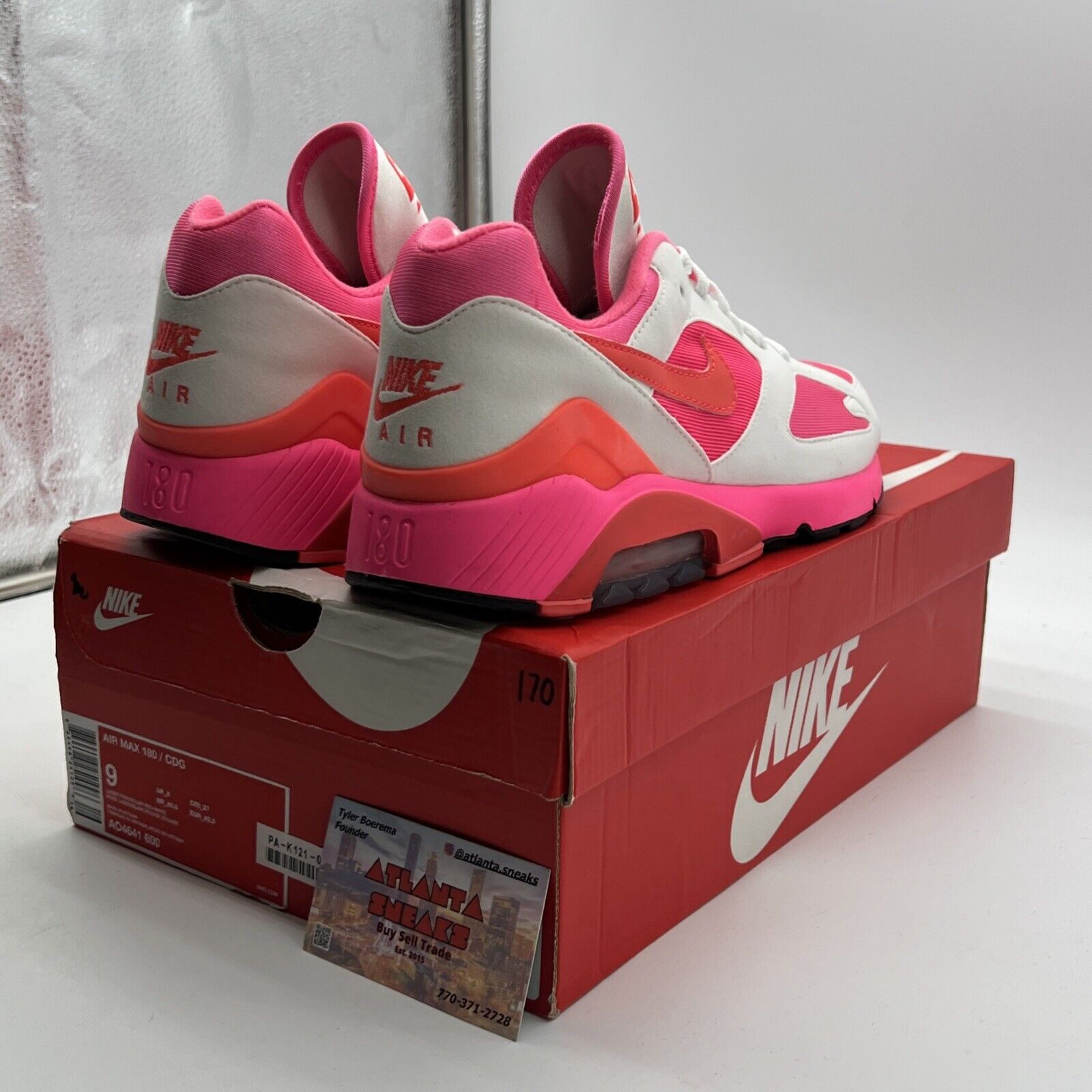 Size 9 - Nike Comme des Garçons x Air Max 180 White Pink (AO4641-600)