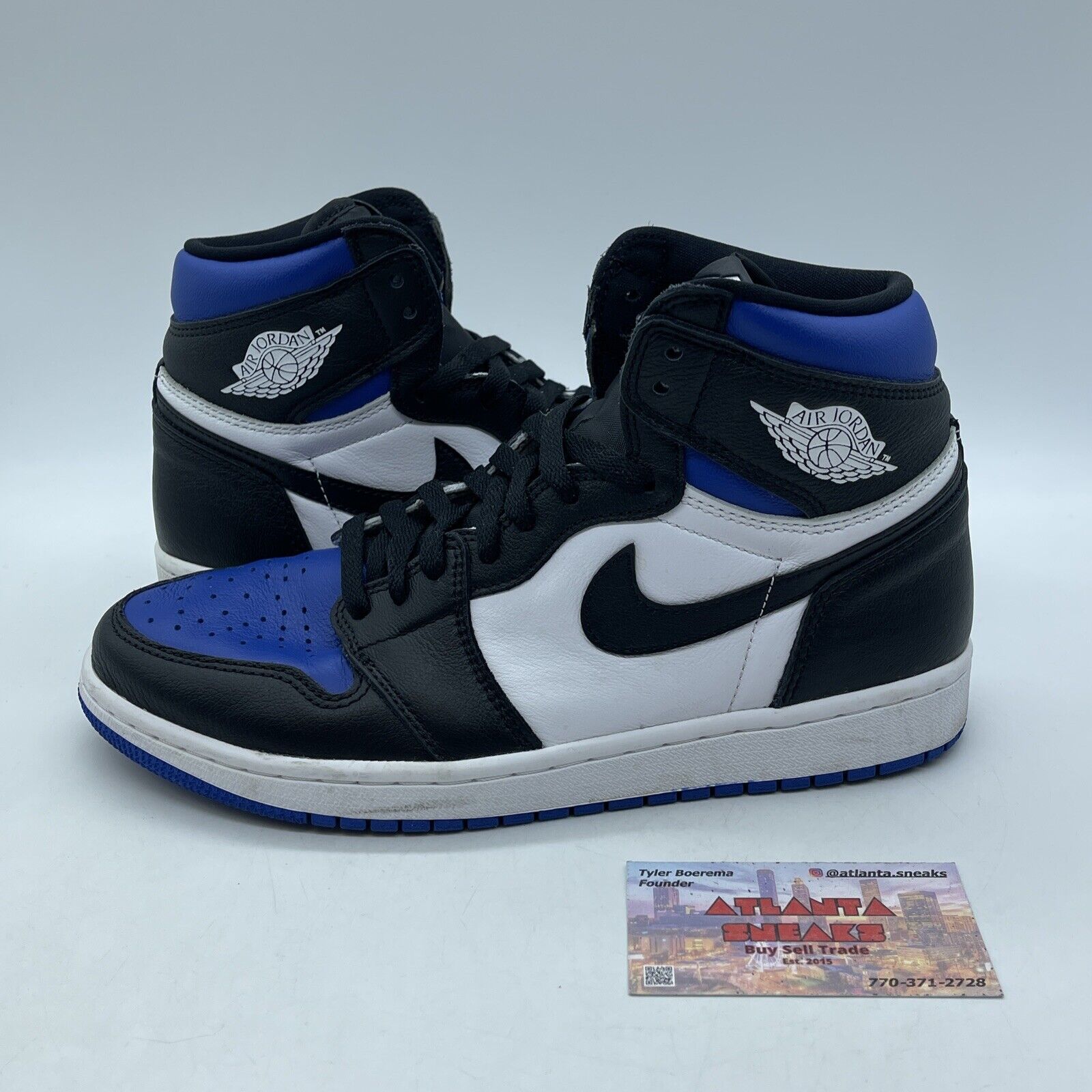 Size 8.5 - Jordan 1 Retro OG High Royal Toe Black White Leather (555088-041)