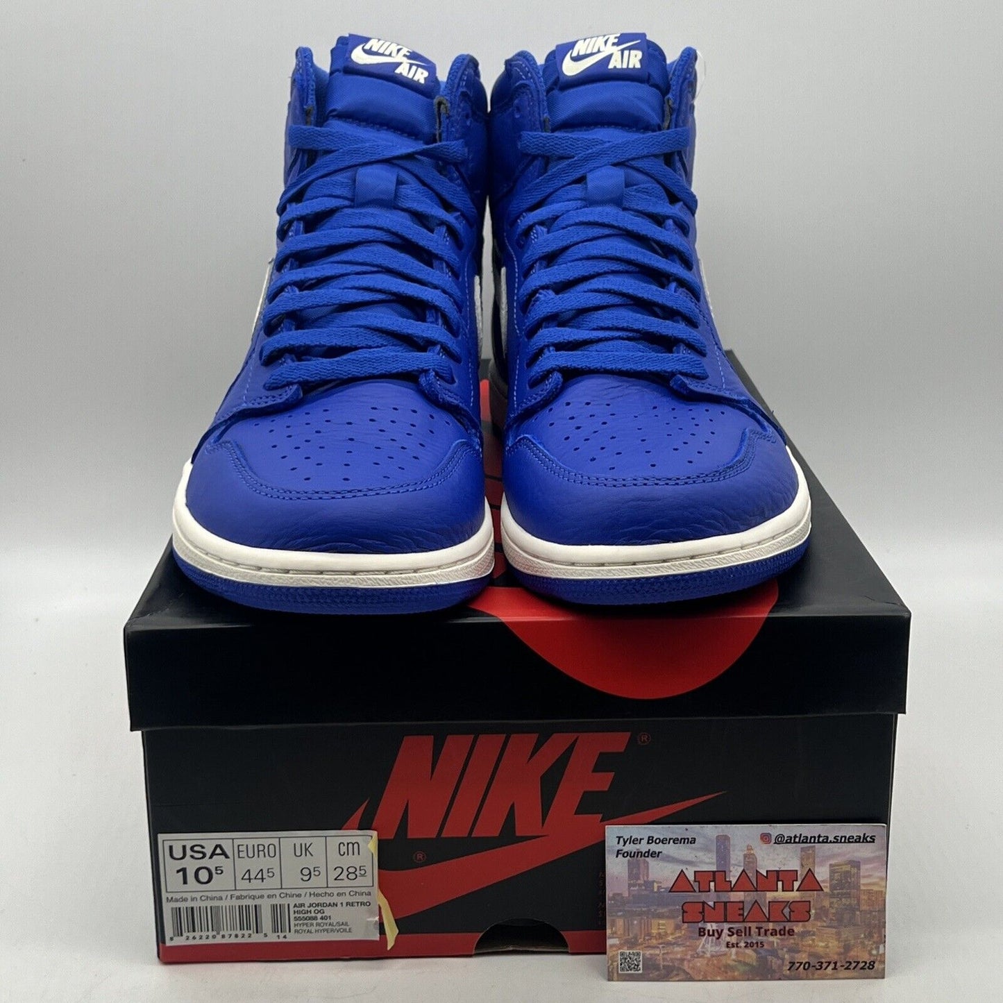 Size 10.5 - Air Jordan 1 Retro OG High Hyper Royal White Leather (555088-401)