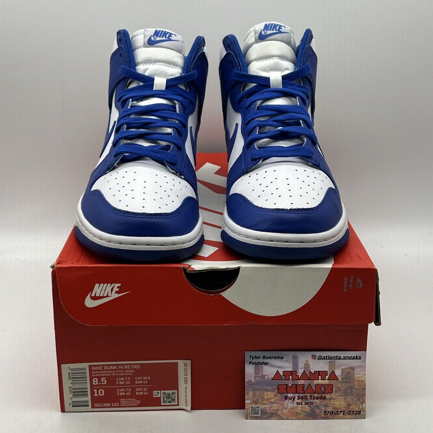 Size 8.5 - Nike Dunk 2021 High Kentucky What Blue Leather (DD1399-102)